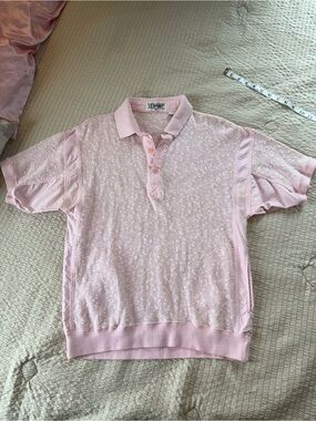 Vintage Light Pink Polo Open Weave Sweater medium